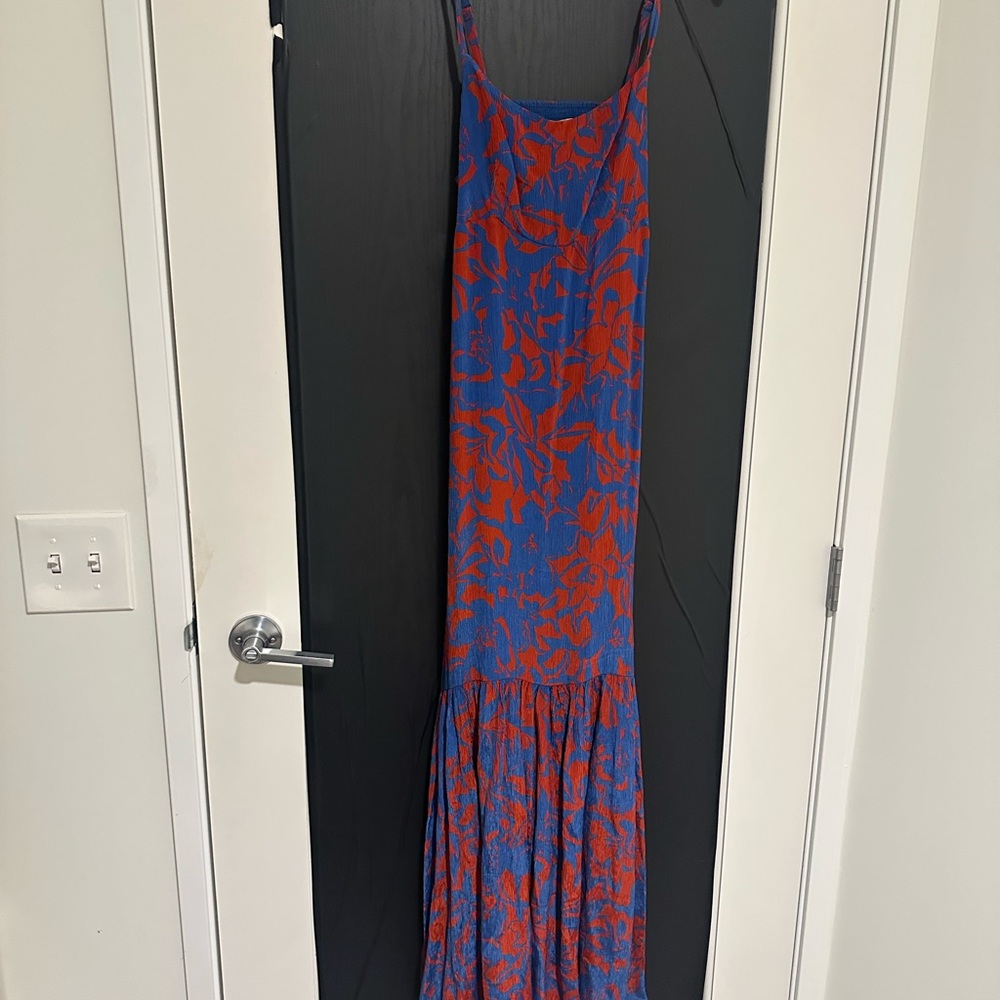 Madewell Blue and Red Patterned Maxi Dress